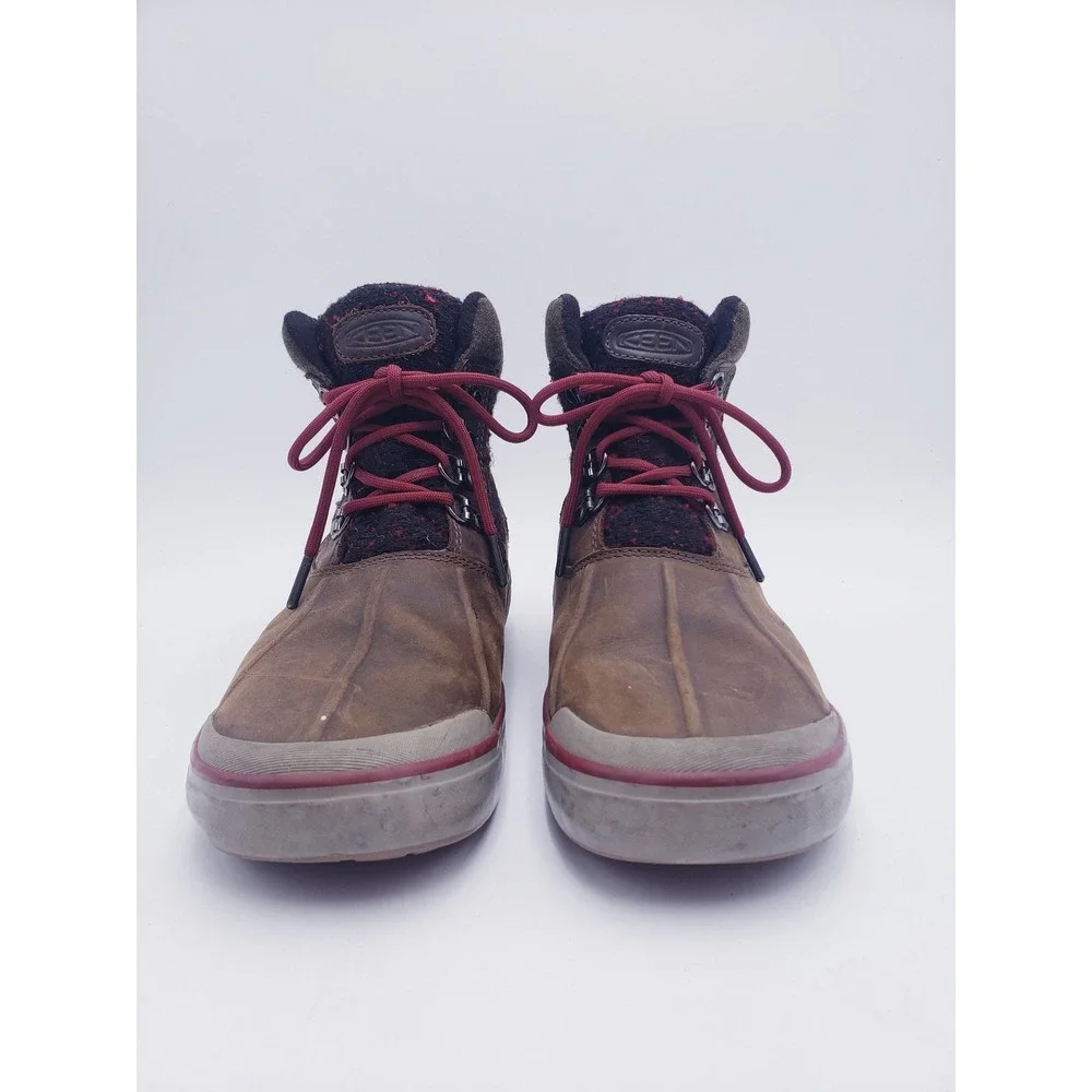 KEEN Elsa II Waterproof Ankle Boots Brown Wool Blend Lace Up Womens Size 8.5